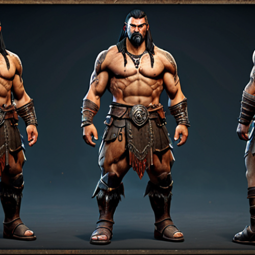 Barbarian Character Creation**

"A fully clothed, strong and muscular barbarian warrior stands in the Diablo IV character creation screen. He has battle scars and tribal tattoos. The background shows various customization options for facial features and body markings. The image should convey a sense of power and customization potential, safe for work, appropriate content, professional digital art, perfect anatomy, correct proportions, natural pose, modest clothing."

**
